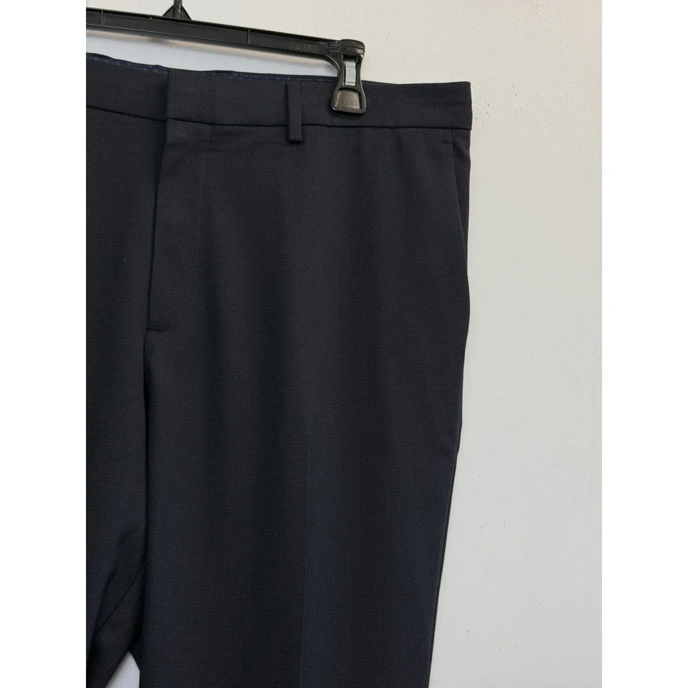 Perry Ellis Portfolio Slim Fit‎ Suit Pants Mens 36X30 Navy Blue Check Trousers
